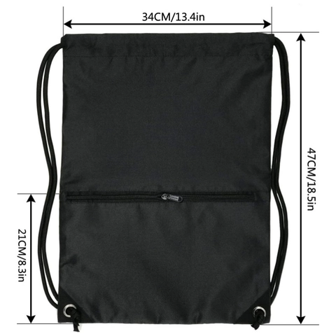 Large Capacity Waterproof Drawstring Backpack Sport Fitness Gym Bag Front Zipper Pocket Durable Oxford Cloth Travel Sackpack