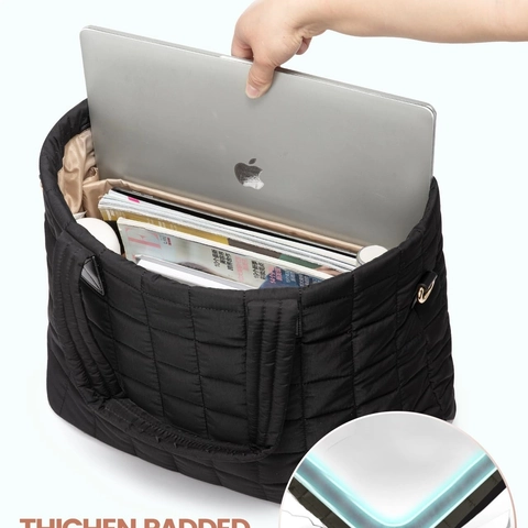 Damen Große Kapazität Puffer Tragetasche Set Gesteppt Leichte Schultertasche Mit Kleiner Tasche Für Pendler Reise Laptoptasche