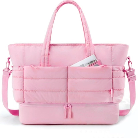 Bolsa de Viaje Acolchada Para Mujer Con Compartimento Zapatos Bolsa de Gimnasio Impermeable Fin de Semana Bolso de Mano Portátil