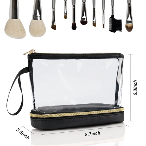 Doppelschicht Transparente PVC Kosmetiktasche Große Kapazität Wasserdicht Tragbare Make-Up Organizer Mit Griff Für Reisen Damen