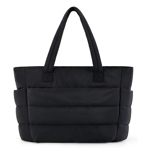 Women Quilted Puffer Tote Bag Lightweight Nylon Puffy Shoulder Handbag For Travel Work Gym Large Capacity Casual Satchel
