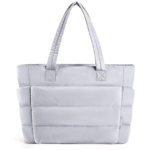 Women Quilted Puffer Tote Bag Lightweight Nylon Puffy Shoulder Handbag For Travel Work Gym Large Capacity Casual Satchel