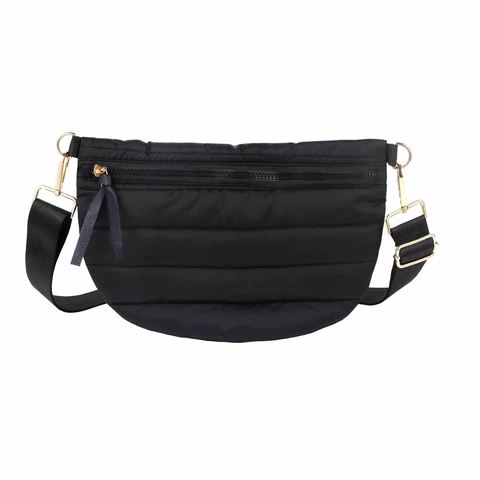 Women Casual Quilted Puffer Waist Bag Solid Color Lightweight Crossbody Crescent Bag For Daily Streetwear