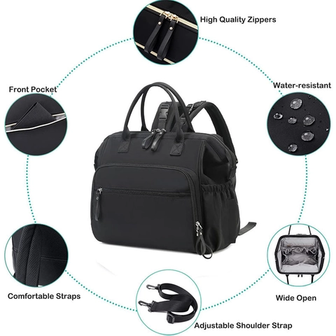 Wasserdichte Oxford-Gewebe Wickeltasche Rucksack Große Kapazität Reisetasche Mit Kinderwagen-Gurten Für Damen Multifunktionale Mama-Tasche