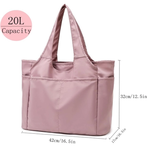Large Capacity Nylon Tote Bag For Women Multi Pocket Waterproof Shoulder Bag Travel Yoga Casual Urban Minimalist Handbag