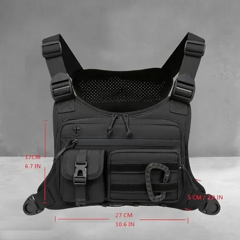 Taktische Brusttasche Strapazierfähiges Nylon Wasserdichtes MOLLE-System Mehrere Taschen Outdoor Wandern Laufen Sport Umhängetasche