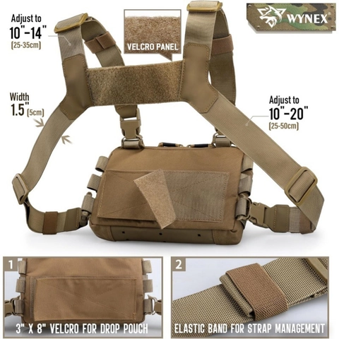 Borsa da Petto Tattica da Uomo Gilet da Corsa per Escursionismo All'aperto Mimetico in Tessuto Oxford Sistema MOLLE Borsa Regolabile