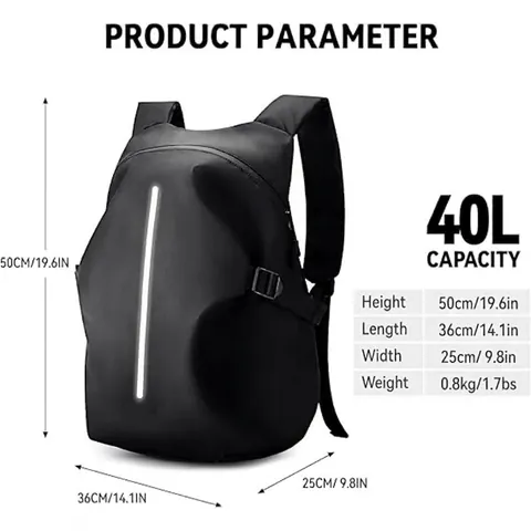 Zaino per Casco da Moto Impermeabile Grande Capacità Guscio Rigido Borsa da Equitazione Con Striscia Riflettente per Viaggi Ciclismo Uomo Donna