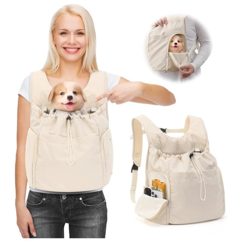 Pet Dog Cat Outdoor Backpack Carrier Breathable Large Capacity Portable Polyester Tote Bag For Small Dogs Medium Cats
