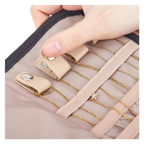Quilted Polyester Jewelry Organizer Bag Portable Travel Folding Case For Rings Earrings Necklaces Watches Solid Color Pouch