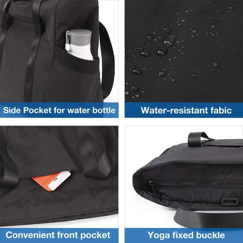 Bagsmart Donna Grande Capacità Borsa Tote Nylon Impermeabile Borsa a Spalla con Fibbia per Tappetino Yoga Scomparto Laptop Viaggio Fitness Palestra