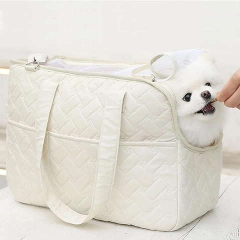 Bolso Transportador Acolchado para Mascotas de Nailon Poliéster con Malla Transpirable para Perros Pequeños Gatos Viaje