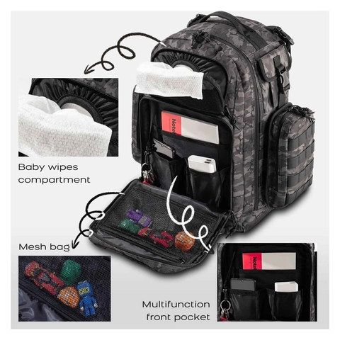 Große Kapazität Camouflage Taktischer Rucksack Wasserdicht Multifunktionale Wickeltasche Outdoor Wandern Reisen Tagesrucksack
