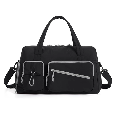 Modieuze Reistas Weekendtas Met Schoenenvak Waterdicht Polyester Handbagage Draagtas Voor Sportschool Dames Heren Zwart Crème