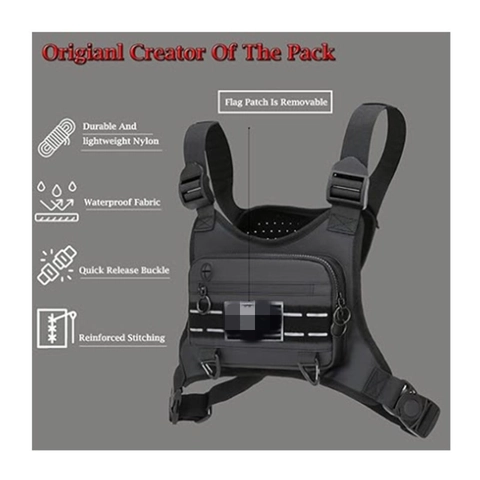 Borsa da Petto Tattica Uomo Tessuto Oxford Impermeabile Sport all'Aperto Ciclismo Borsa Funzionale a Gilet