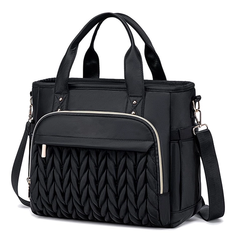 Damen Isolierte Lunchtasche Doppelschicht Große Kapazität Wasserdicht Polyester Kühltasche Für Picknick Büro Schule Box