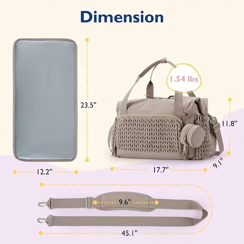 Large Capacity Quilted Diaper Bag Waterproof Nylon Travel Tote Hospital Maternity Bag With Pacifier Case For Mom
