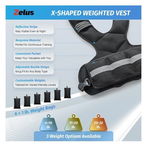 Adjustable Weighted Vest For Running Fitness Gym Training Strength Exercise Reflective Straps Neoprene Iron Sand Filling