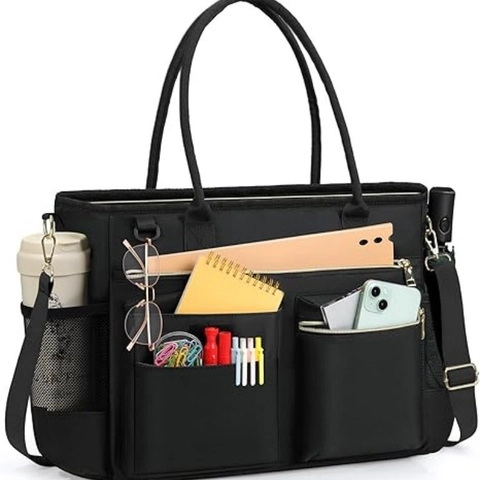 Sac Fourre-tout pour Ordinateur Femmes Grande Capacité Nylon Imperméable Sac de Travail Multi-Poches pour Voyage