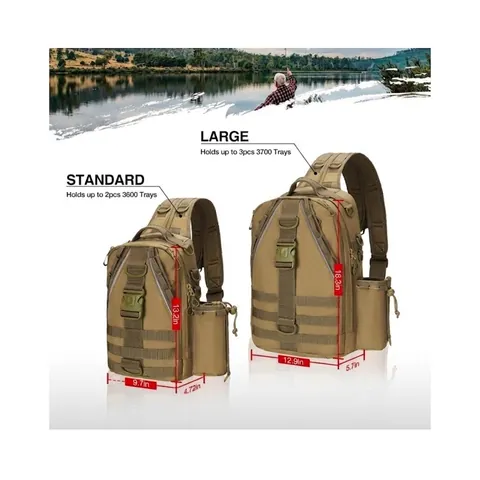 Bolsa de Pesca Táctica de Nailon Impermeable 1000D Bolsa de Hombro Multifuncional para Exterior Con Soporte para Caña MOLLE