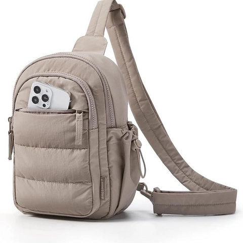 Lightweight Quilted Nylon Sling Bag For Women Men Water Resistant Padded Crossbody Chest Pack For Travel Casual Daily Use