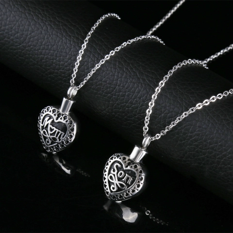 Stainless Steel Heart Cremation Urn Necklace For Ashes Memorial Dad Mom Son Pendant Infinity Ashes Keepsake Jewelry
