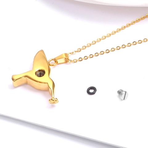 Hummingbird Urn Necklace For Ashes Stainless Steel Memorial Pendant Women Pet Soul Souvenir Gold Silver Black Jewelry