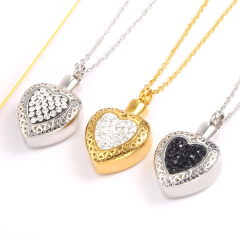 Collana per Urna Funeraria a Cuore in Acciaio Inossidabile per Ceneri Pendente Profumo Commemorativo Gioielli per Uomo Donna