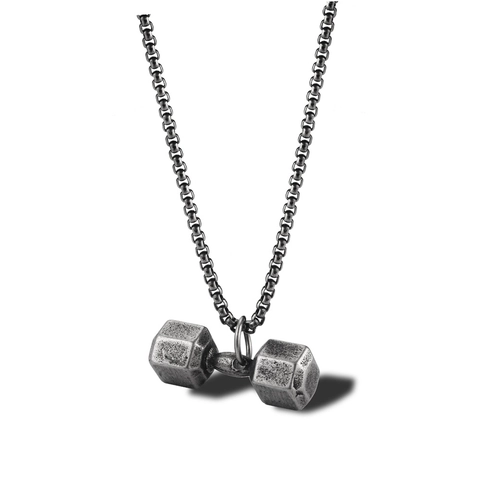 Collar con Colgante de Mancuerna de Fitness para Hombres y Mujeres de Acero Inoxidable Gimnasio Levantamiento de Pesas Joyería