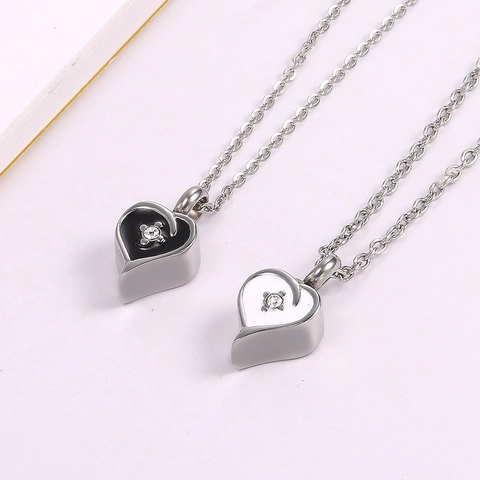 Collana Urna Cuore Acciaio Inossidabile Ciondolo per Ceneri Strass Bottiglia Profumo Memoriale Gioielli Regalo Donna