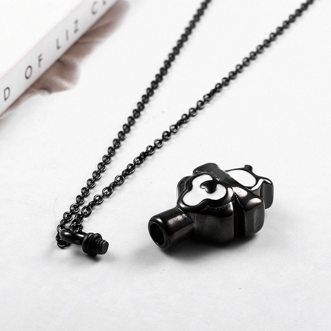 Stainless Steel Cremation Urn Pendant Necklace For Ashes Memorial Pet Jewelry Panda Heart Shape Commemorative Necklace
