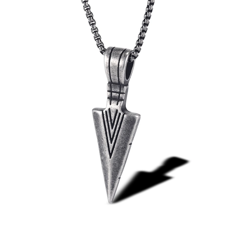 Spearhead Arrowhead Pendant Necklace For Men Stainless Steel Titanium Steel Vintage Punk Geometric Jewelry Gift For Boys
