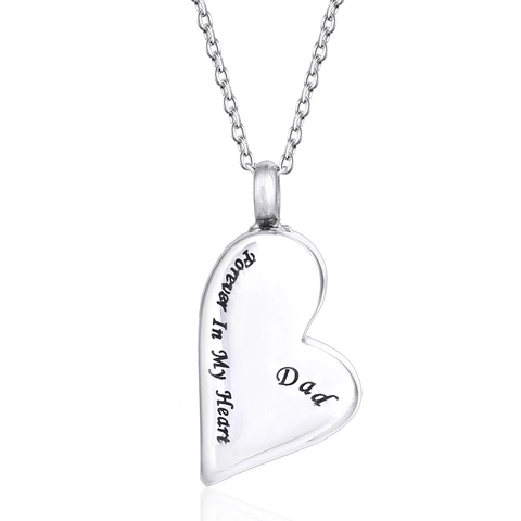 Heart Cremation Urn Necklace Stainless Steel Ash Memorial Pendant For Family Member Forever In My Heart Jewelry