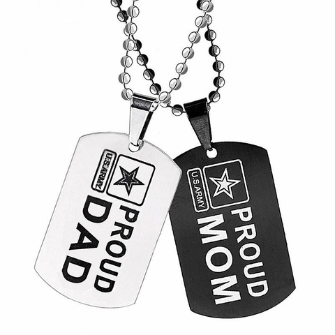 Vintage Stainless Steel Military Dog Tag Pendant Necklace For Men Women Proud Dad Mom Commemorative Jewelry Gift
