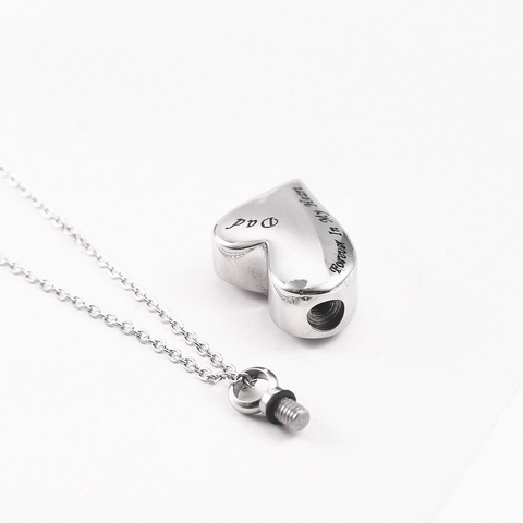 Heart Cremation Urn Necklace Stainless Steel Ash Memorial Pendant For Family Member Forever In My Heart Jewelry