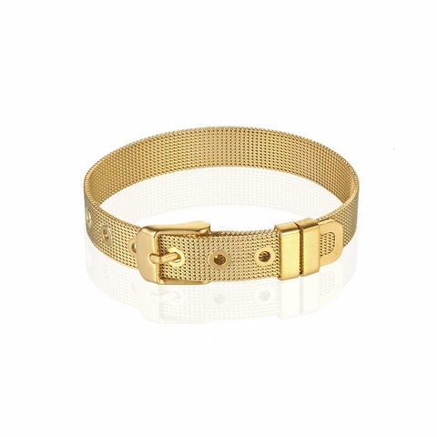 Milanese Mesh Belt Bracelet Stainless Steel Adjustable Buckle Bangle For Men Women Vacuum Plated Polished Fashion Jewelry