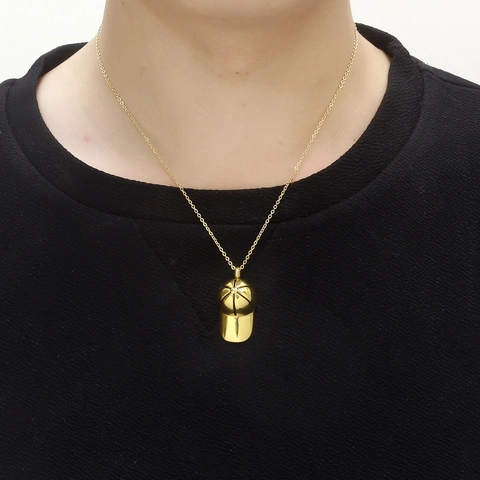 Titanium Steel Baseball Cap Urn Necklace For Ashes Openable Perfume Bottle Pendant Baseball Hat Memorial Keepsake Jewelry For Men Women