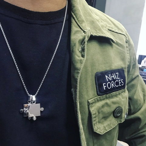 Edelstahl Puzzle Anhänger Halskette Für Paare Gold Schwarz Galvanisiert Hip Hop Poliert Mode Schmuck
