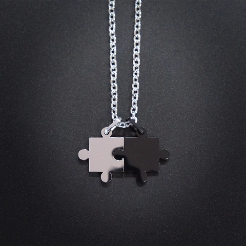 Edelstahl Puzzle Anhänger Halskette Für Paare Gold Schwarz Galvanisiert Hip Hop Poliert Mode Schmuck