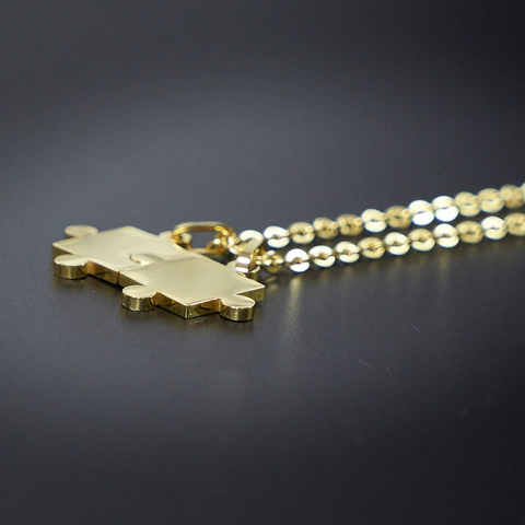 Kreative Edelstahl Puzzle Stück Anhänger Halskette Für Paare Damen Herren Gold Schwarz Geometrischer Schmuck Geschenk