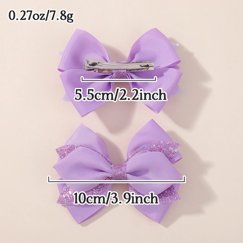 Handmade Glitter Bow Hair Clips For Girls Polyester Ribbon Duckbill Clip Shiny Hair Pins For Daily Party Fashion Accessories