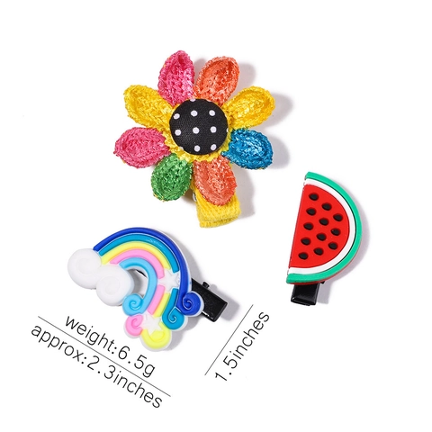 Niedliche Cartoon Nachtisch Eiscreme Haarspangen Set Für Mädchen Kinder Süße Harz Frucht Regenbogen Krokodilklemmen Geschenk