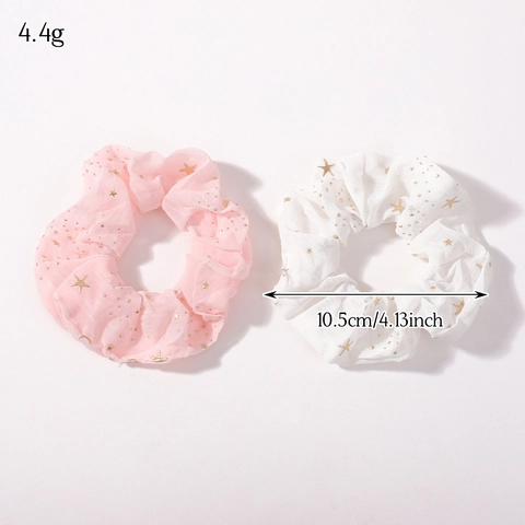 Chouchous en Maille Translucide Douce Motif Étoile Dorée Élastique à Cheveux Accessoires de Mode pour Femmes Filles