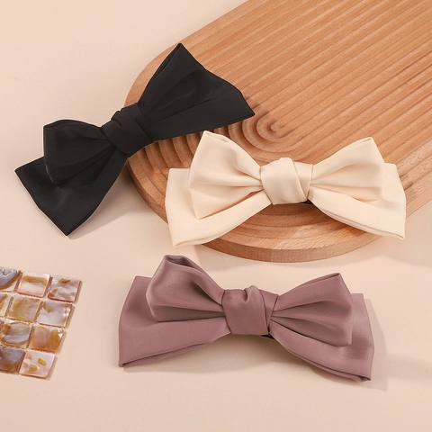 Pinza para el Cabello con Lazo de Cinta de Satén Grande para Mujeres Niños Color Sólido Elegante Hecho a Mano Accesorios para el Cabello