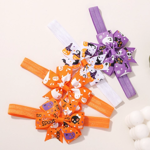 Halloween Baby Haaraccessoires Set Polyester Grosgrain Strik Hoofdbanden Voor Peuters Spook Pompoen Haarspelden Feestelijke Haaraccessoires