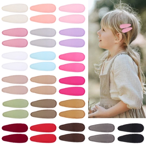 Kids Ribbon Wrapped BB Hair Clips Solid Color Scalloped Edge Water Drop Shaped Hair Pins For Girls Daily Hair Decoration