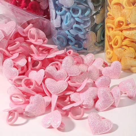 Simpatici Elastici per Capelli Glitterati per Bambini Cuore Corona Stella Paillettes Scintillanti Accessori per Capelli