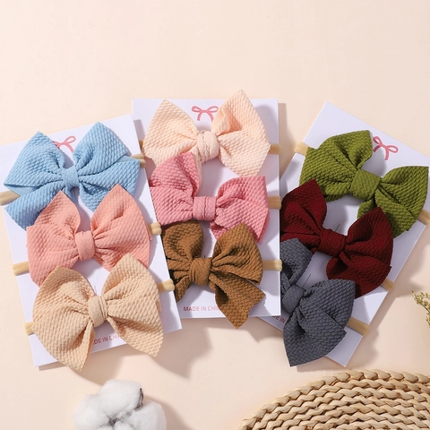 Handmade Polyester Infant Bow Headbands High Elastic Nylon Soft Textured Hair Accessories For Baby Toddler Girl Daily Headgear