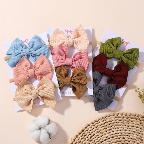 Handmade Polyester Infant Bow Headbands High Elastic Nylon Soft Textured Hair Accessories For Baby Toddler Girl Daily Headgear
