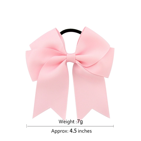 Boutique Grosgrain Ribbon Hair Bows For Girls Kids Handmade Solid Color Elastic Hair Ties Fashion Headwear Accessories
